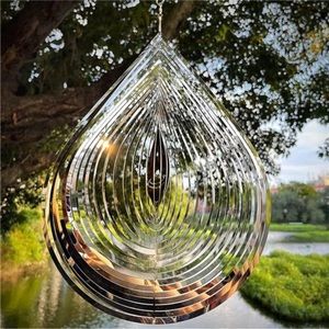 Wind Spinner 3D Stainless Steel Metal Sculptures Decorations, 3D Water Droplets